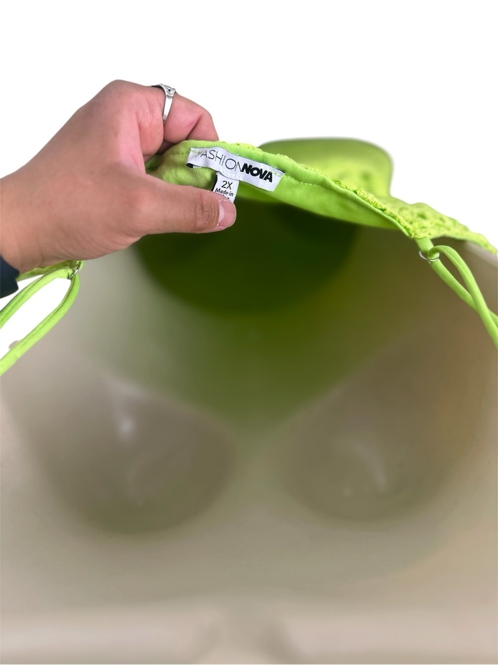 Fashion Nova Neon Lime Crochet Mini Cover-Up - Picture 3 of 3